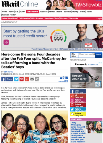 Mail Online: New generation Beatles