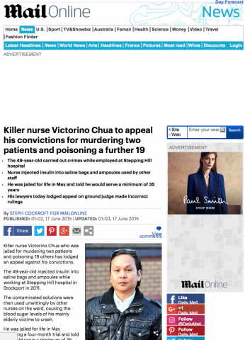 Mail Online: Killer nurse to appeal