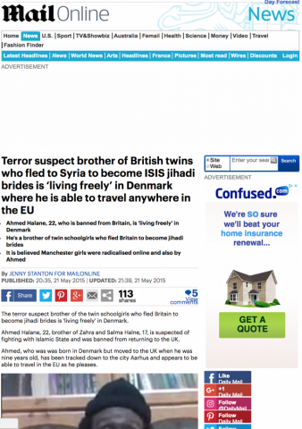 Mail Online: Terror twins' brother
