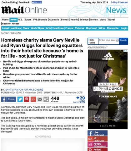 Mail Online: Charity slams homeless hotel