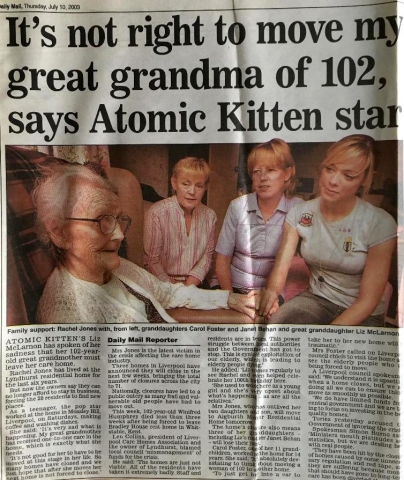Daily Mail: Atomic Kitten star's gran